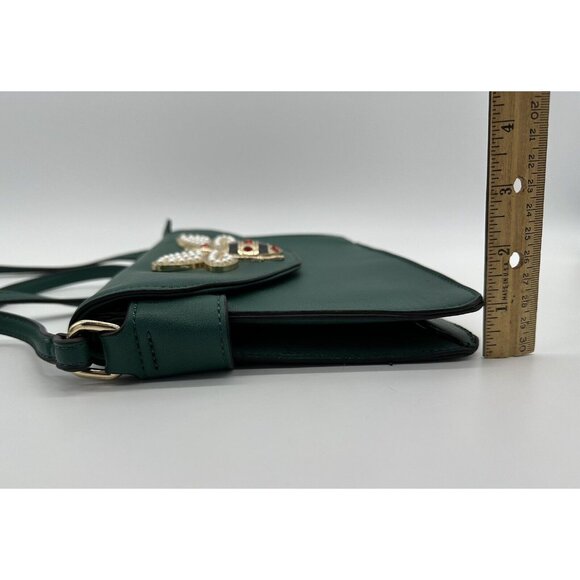 Bumble Bee Purse Shoulder Bag Green Queen Embellished Faux Pearl Rhinestone - Picture 12 of 12